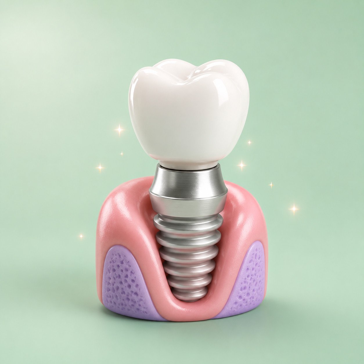 Implantología: implante dental con corona
